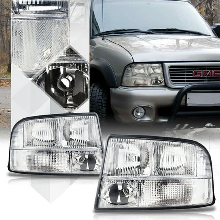 Gmc Jimmy Headlight Headlamp Chrome Housing Crystal Lens Headlight Lamp for 98-05 GMC Sonoma/Jimmy/Bravada 99 00 01 02 03 04 ()