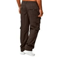 thumbnail image 4 of Dresfit Baggy Pants Mens 2026 Solid Color Cargo Sweatpants Strech Big and Tall Travel Joggers with Multipockets Summer Elastic Waist Breathable Carpenter Trousers Coffee 2XL, 4 of 4