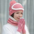 thumbnail image 7 of Walbest 5Pcs/set Womens Slouchy Knitted Beanie Neckerchief Face & Cover Gloves Set, Winter Outdoor Knit Warm Snow Ski Wool Hat Cap set (Pink), 7 of 7