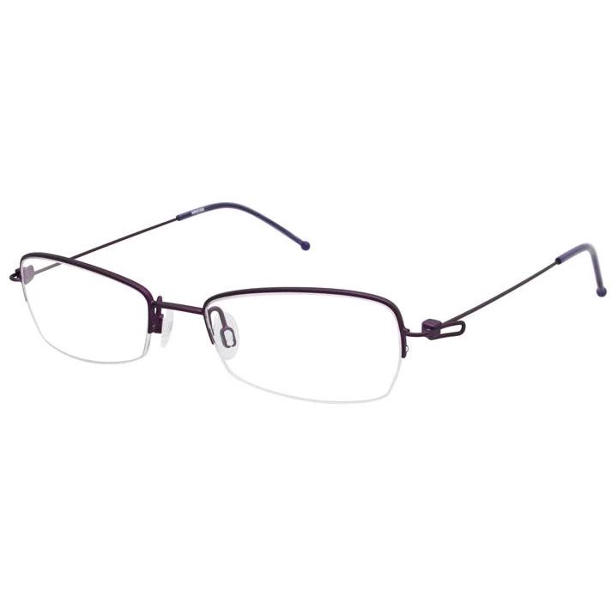 NEW ARISTAR 17261 WOMENS/LADIES DESIGNER HALF-RIM VIOLET SOPHISTICATED DESIGN STAINLESS STEEL FRAME DEMO LENSES 50-18-140 SPRING HINGES EYEGLASSES/EYEGLASS FRAME
