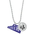 thumbnail image 1 of Delight Jewelry Acrylic 1.25" Navy Cheer Megaphone Silvertone Script Initial Disc - U - Charm Necklace, 20"+3", 1 of 4