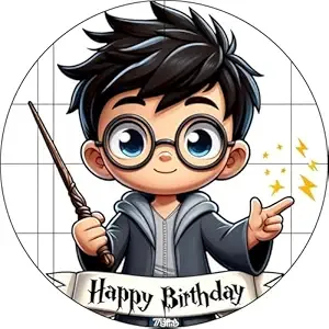 6" Round Pre-Cut Harry Potter Themed Birthday Edible Image Cake Topper By TNCT