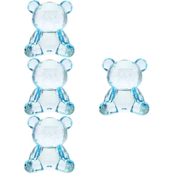 4pcs Acrylic Bear Model Clear Colored Bear Model Lovely Bear Small Figurine Clear Bear Statue Decoration
