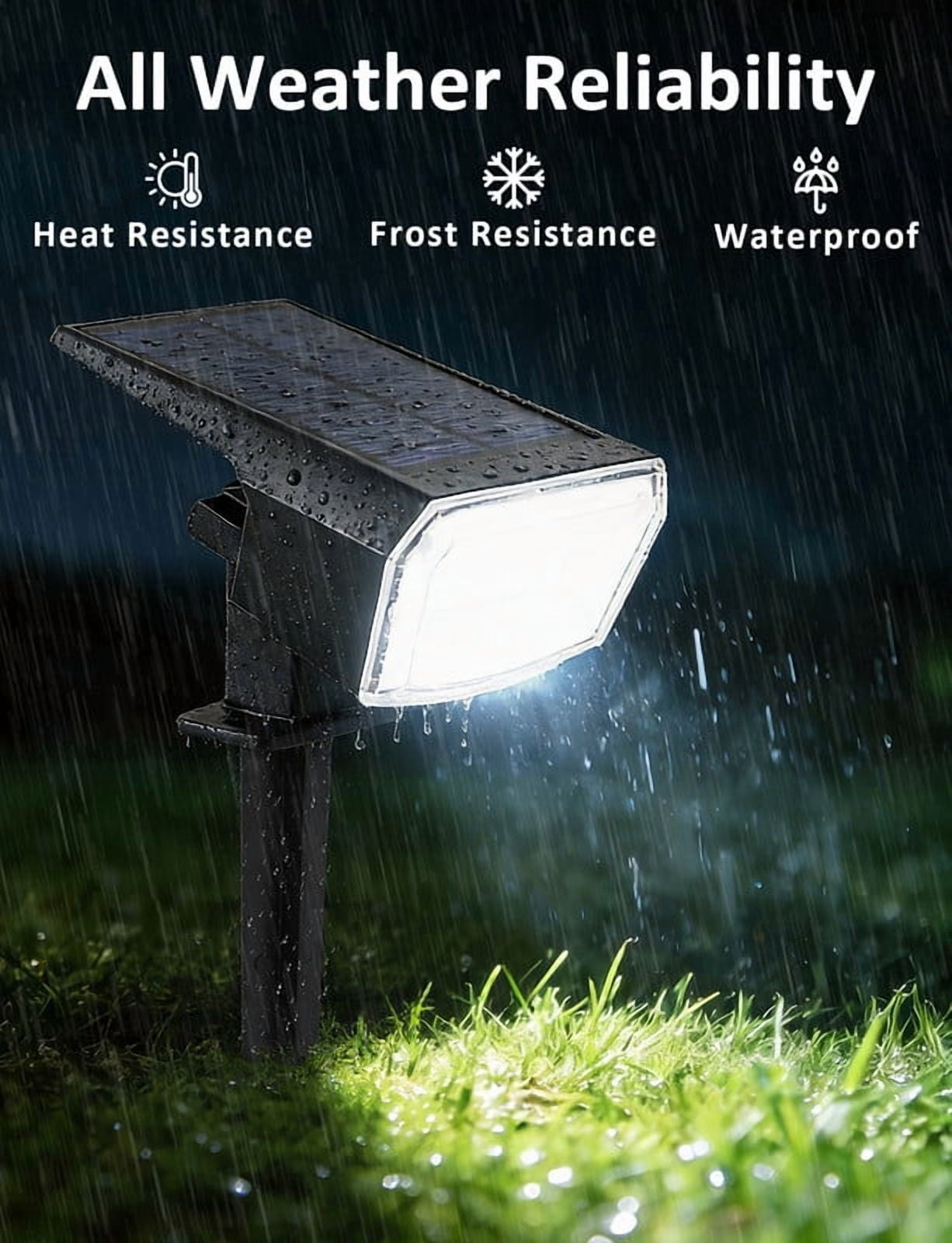 SUNLINKCO Solar Spot Lights Outdoor, 4 Pack Waterproof Solar Powered Garden Lights, 59 LED 4 Lighting Modes, 6500K Daylight, 2-in-1 Auto On/Off Wall Light, Outside Landscape Lighting for Yard Pathway