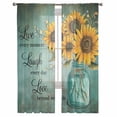 thumbnail image 2 of Sheer Curtains 72 Inches Long, Teal Retro Summer Botanical Floral Light Filtering Window Curtains for Living Room, Vintage Sunflower Rod Pocket Voile Sheer Curtain Drapes, 52"W x 72"L, 2 Panels, 2 of 9