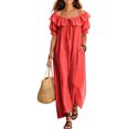 thumbnail image 2 of Blmnix with Pockets Dresses for Women 2026 Peplum Off The Shoulder Long Summer Dresses Under Dress Short Sleeve Red Cocktail-Length Boat Neck Plus Size Summer Dresses XL, 2 of 6