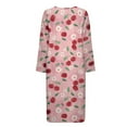 thumbnail image 4 of Yuyamidu Cherry Zipper Front Robes for Women with Pockets Daisy Bathrobe Pink Long Sleeve Robe Size XL Lightweight House Coat Loose Mid-Calf Length Nightgown, 4 of 7