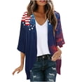 thumbnail image 3 of Frostluinai 4th of July Women's American Flag Print Kimono Cover Up Cardigan 3/4 Sleeve Chiffon Swimsuit Coverups Camiseta 4 de Julio Mujer, 3 of 6