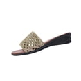 thumbnail image 2 of CQONEPT Womens Fashion Casual Spring And Summer Comfortable Woven Hollow Breathable Round Toe Open Toe Thick Wedge Heel Slippers Gold 37, 2 of 6