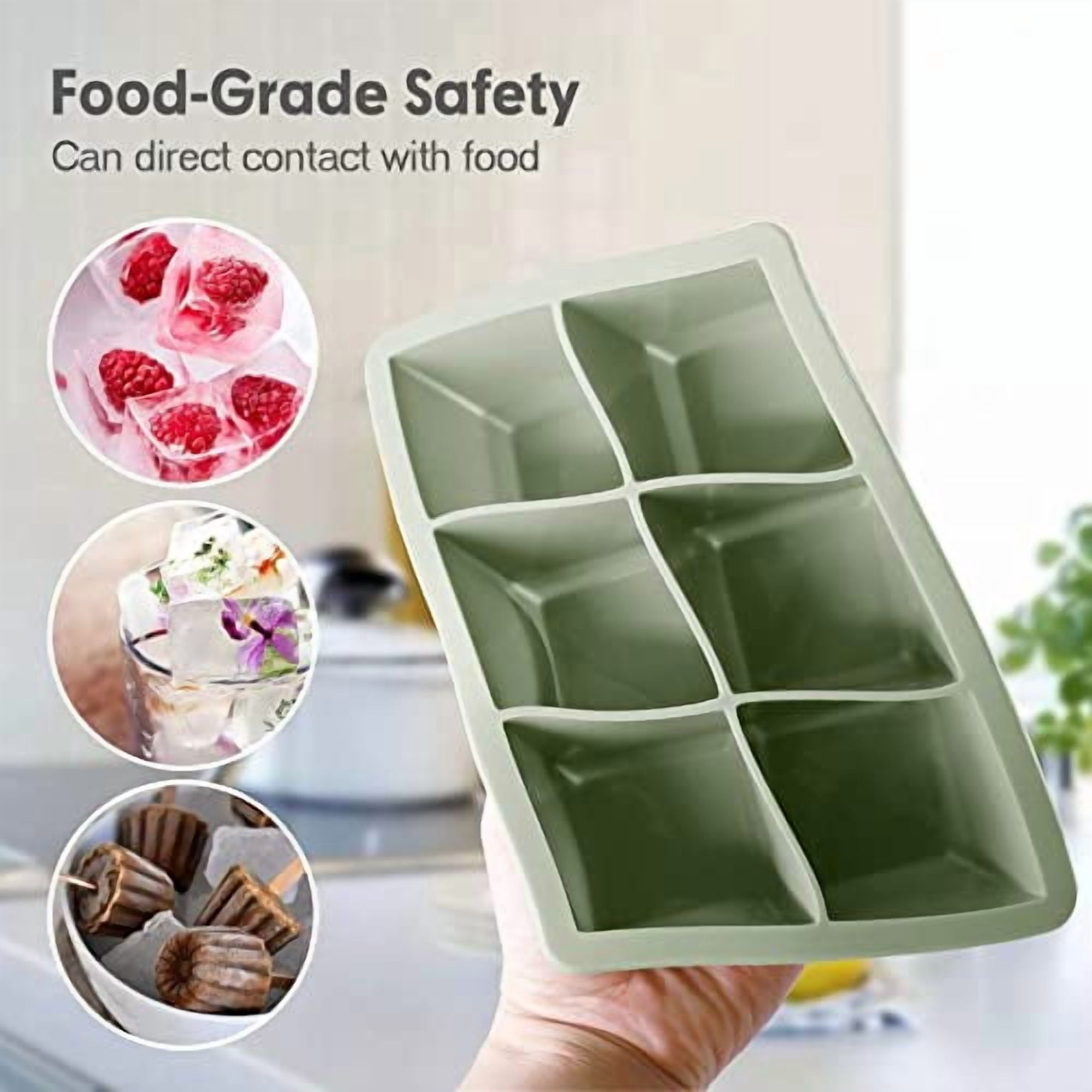 3-Pack Large Silicone Ice Cube Molds with Leak-Proof Lids, BPA-Free Flexible Stackable Square Trays for Cocktails, Whiskey, and Drinks