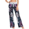 thumbnail image 2 of Women's Long Sleep Pants Home Pants Sleep Pants Wide-Leg Pants Design Elastic Fabric Casual Pants S Purple Flowers, 2 of 7