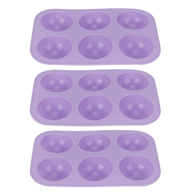 3 moldes semiesféricos de silicona para hornear para chocolate, pudín, mousse, postre, herramientas de cocina, color morado