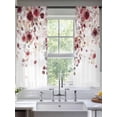 thumbnail image 2 of Red Flowers Sheer Curtains 72 Inch Length 2 Panels Set Window Treatments, Spring Floral Elegant Pastoral Watercolor Rod Pocket Semi Curtains for Living Room/Bedroom/Kitchen Décor, 104"W x 72"L, 2 of 7
