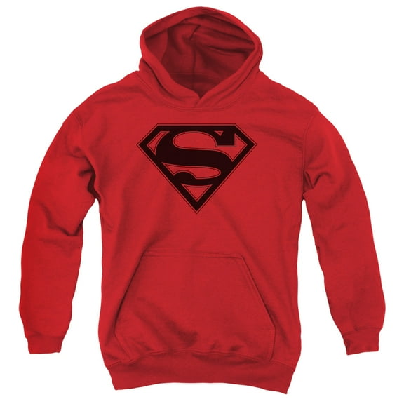 Superman - Red & Black Shield - Youth Hooded Sweatshirt - Medium