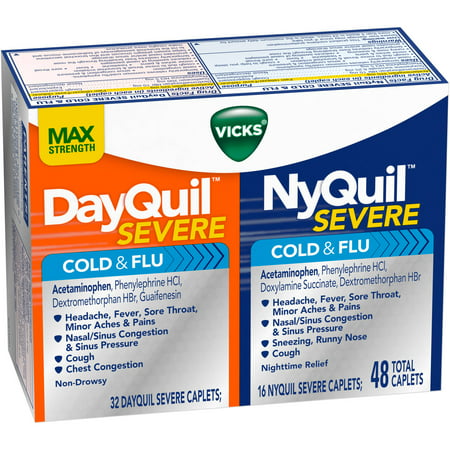 Vicks DayQuil &amp; NyQuil sévère rhume et grippe Caplets Combo Pack, 48 count