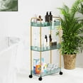 thumbnail image 4 of Movanne 3-Tier Rolling Acrylic Storage Cart with Hooks, Baskets & Lockable Wheels – Kitchen, Bathroom, Office（Geen), 4 of 7