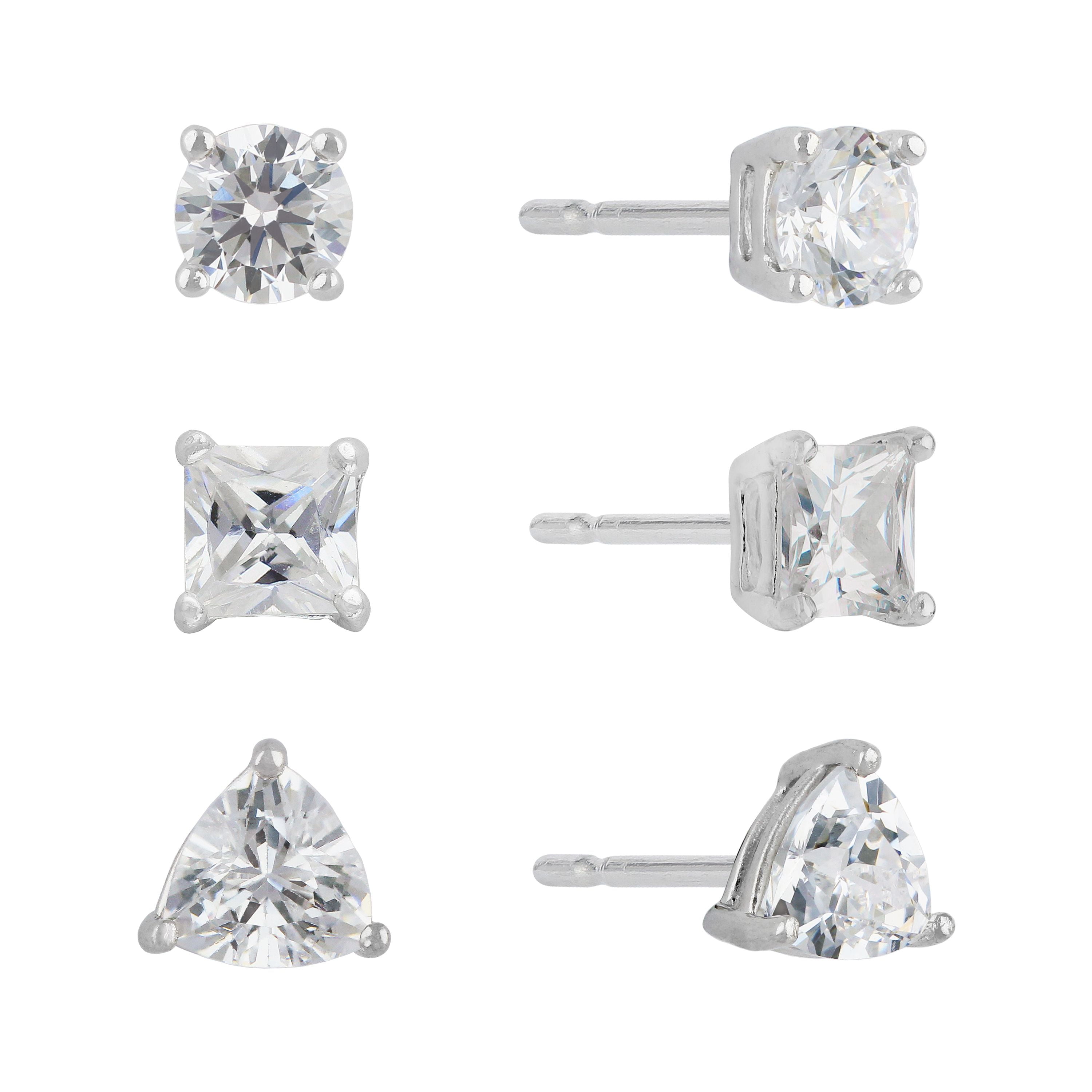 Brilliance Fine Jewelry Simulated Diamond Sterling Silver Multi Shape Set