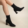 thumbnail image 6 of Women's Pointed Toe Knit Ankle Boots Block Heel Slip On Winter Casual Shoes, 6 of 6