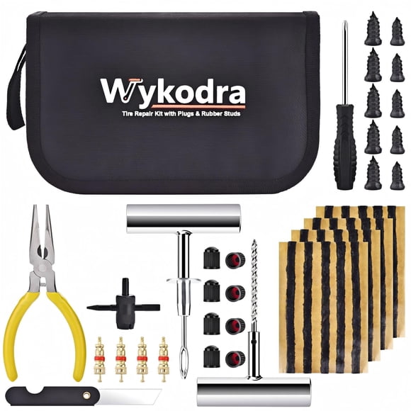 Kit de reparación de neumáticos Wykodra de 48 piezas, herramientas de emergencia de alta resistencia