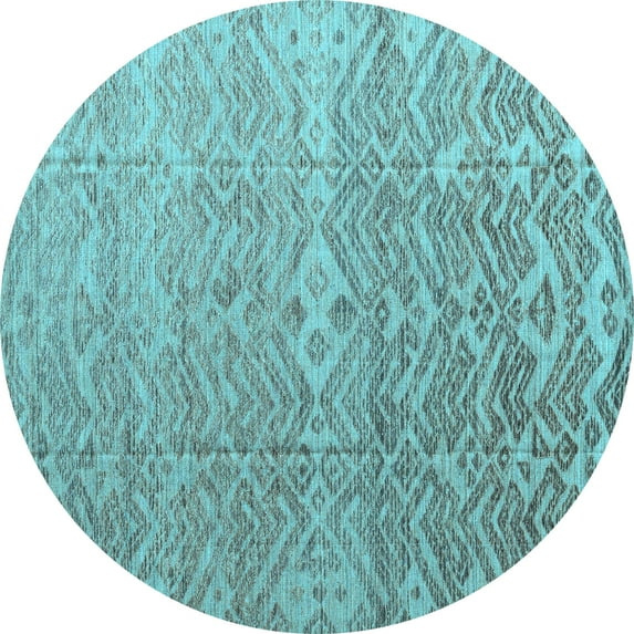 Ahgly Company Indoor Round Abstract Light Blue Modern Area Rugs, 7' Round