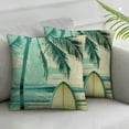 thumbnail image 3 of Fenyluxe Ocean Beach Throw Pillow Cover , Tropical Hawaiin Cushion Cover for Home Office Patio, Palm Tree Pillow Cover, Orange Surf Board Decorative Pillow Cover Summer Vacation Theme White, 3 of 7