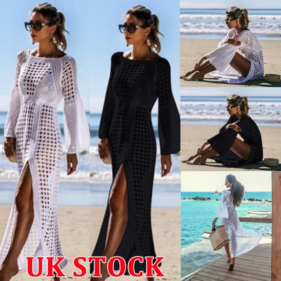 2019 Women Knit Crochet Bikini Cover Up Swimwear Bathing Suit Beach Long Dress