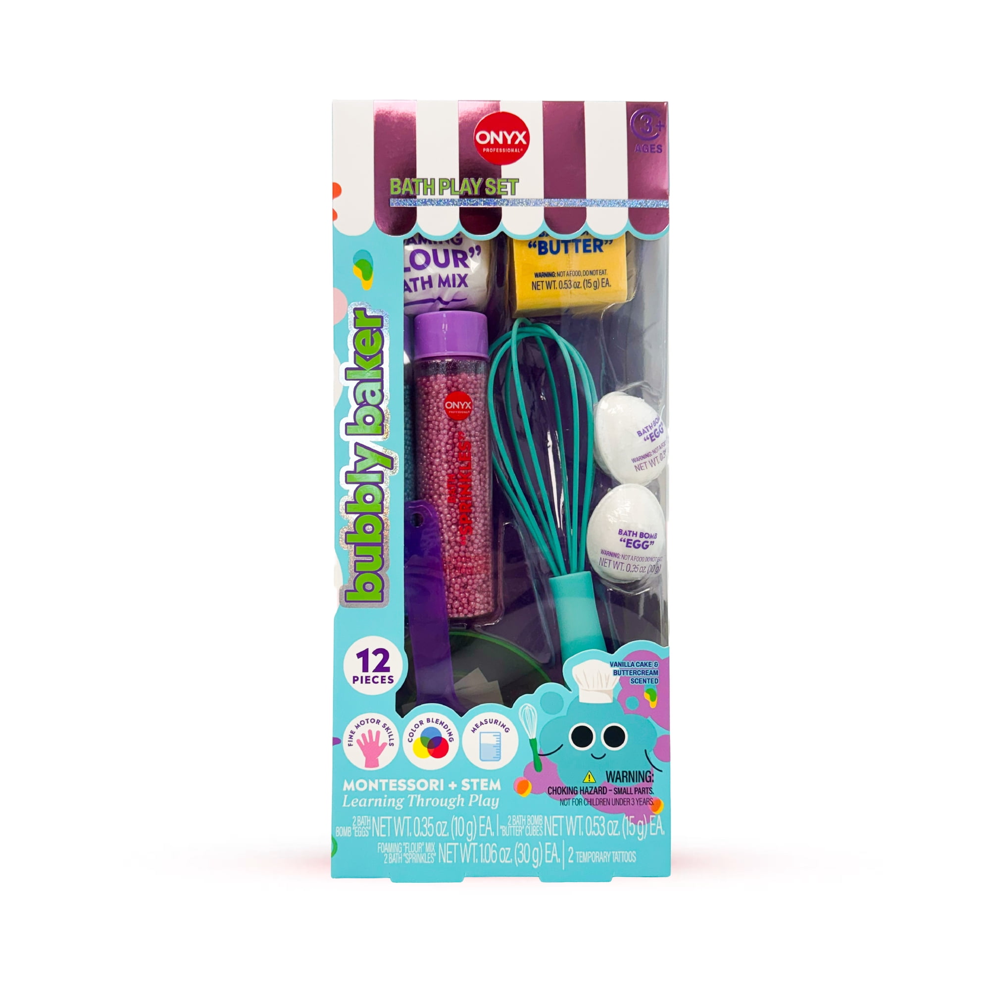 Onyx Bubbly Baker 12-Piece Kids Bath Toy Set for Age 3+ Years
