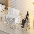 thumbnail image 1 of Zhuge Caja de pañuelos de acrílico transparente, con tapa, dispensador de toallitas para secadora de mesa, para baño, cocina y coche, gris, 23,4 x 12,9 x 9,4 cm, 1 of 2