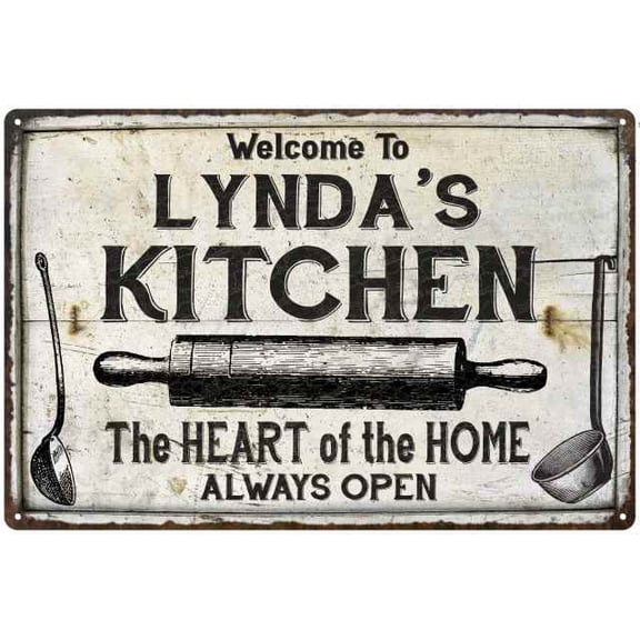 LYNDA'S Kitchen Farmhouse Sign 8 x 12 High Gloss Metal 208120033332