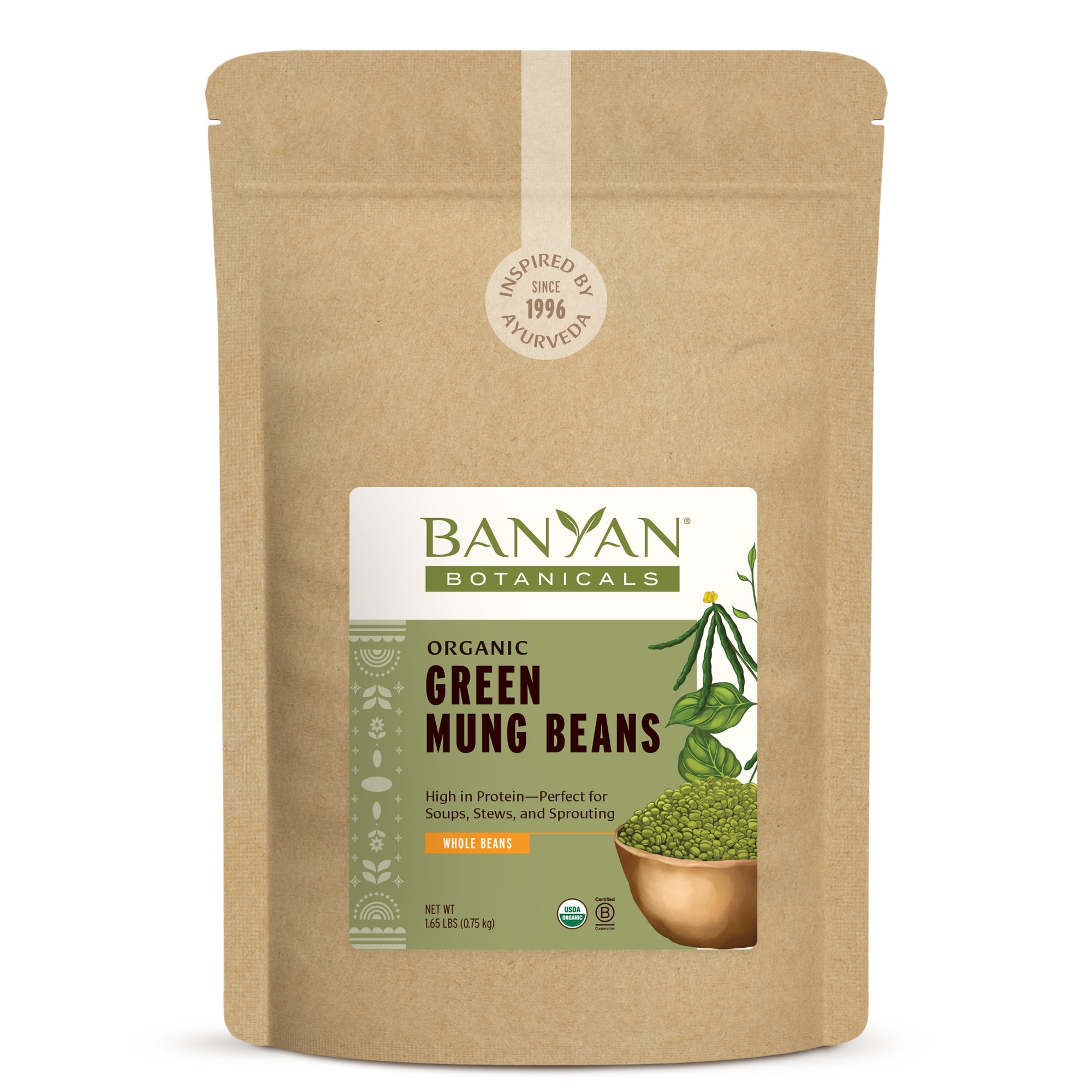 Jai Ho Mung Bean 4 lb USDA Organic Non-GMO Whole Moong for
