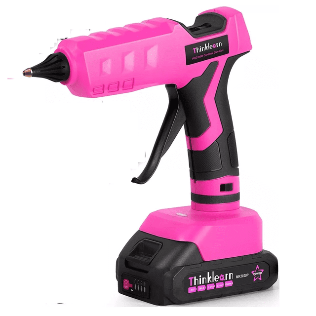 Pistola De Silicon Caliente Inalambrica 100w Con 26 Barras Rosa