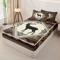 thumbnail image 2 of Manfei Classic Deer Grid Zipper Twin Comforter Sets with Fitted Sheet and 2 Pillowcases,Brown Check Pine Zipper Bedding Set,Black Reversible,4pcs, 2 of 8