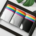 thumbnail image 4 of zeranth Men Briefs Mid Waist Elastic Rainbow Color Anti-septic U Convex Contrast Color No Constraint Casual Men Underpants Sport Underwear, 4 of 7