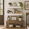 thumbnail image 2 of American Art Decor Rustic Whitewashed Wood Floating Wall Shelf Vintage Farmhouse Decor - Large, 2 of 5
