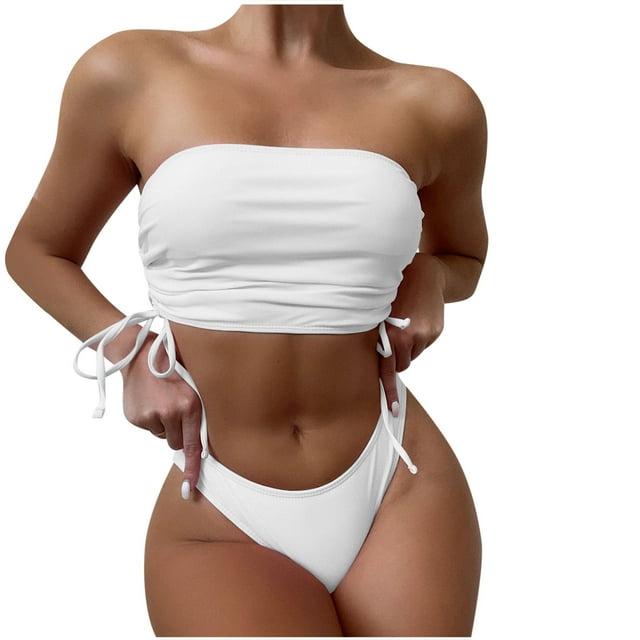 Traje de baño de playa con correa superior de tubo trasero de color sólido dividido cómodo para mujer OAVQHLG3B Store lin121212