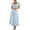 Pastel  Blue, variant on Women's Sweetheart Neck Puff Sleeve Dress with Ruched Cutout Pockets for Everyday Wear Flattering Fit 100% Cotton