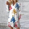 thumbnail image 2 of WTOBBY Women's Holiday Printed Dress Loose V-Neck Long Sleeve Casual Christmas Party Wear with Festive Theme Pattern for Seasonal Occasions,Beige L, 2 of 6