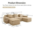 thumbnail image 4 of Newest Modular 3 Seat U Shape Sectional Boneless Sofa, Cloud Sectional Couch,Deep Seat, Modern Modular 3-Seat Sofa Couch,Throw Pillows,2 Movable Ottomans, Corduroy Fabric Camel, 4 of 11