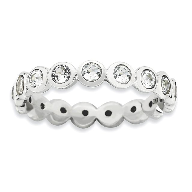 Sterling Silver Stackable Expressions April Swarovski Ring Size 8