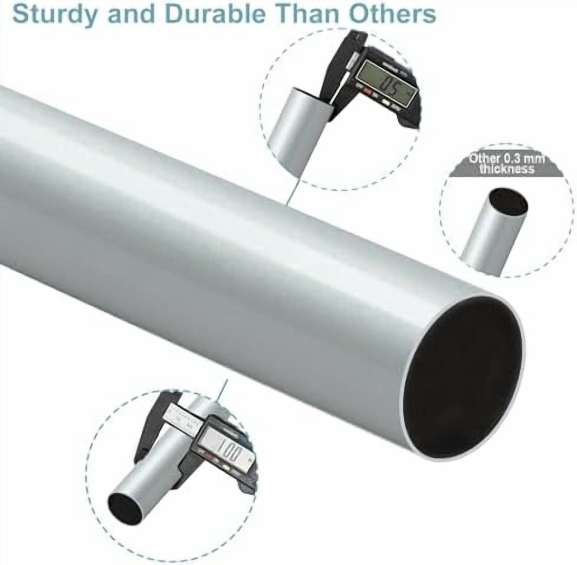 Curtain Rods for Windows 16 to 200 Inches Adjustable Length 1 Inch Diameter Window Curtain Rod with Aluminium End Cap, Silver Gray