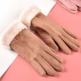 thumbnail image 2 of Guantes de pantalla táctil para mujer, bonitos y cálidos guantes de gamuza de terciopelo para montar en motocicleta para estudiantes, 2 of 5