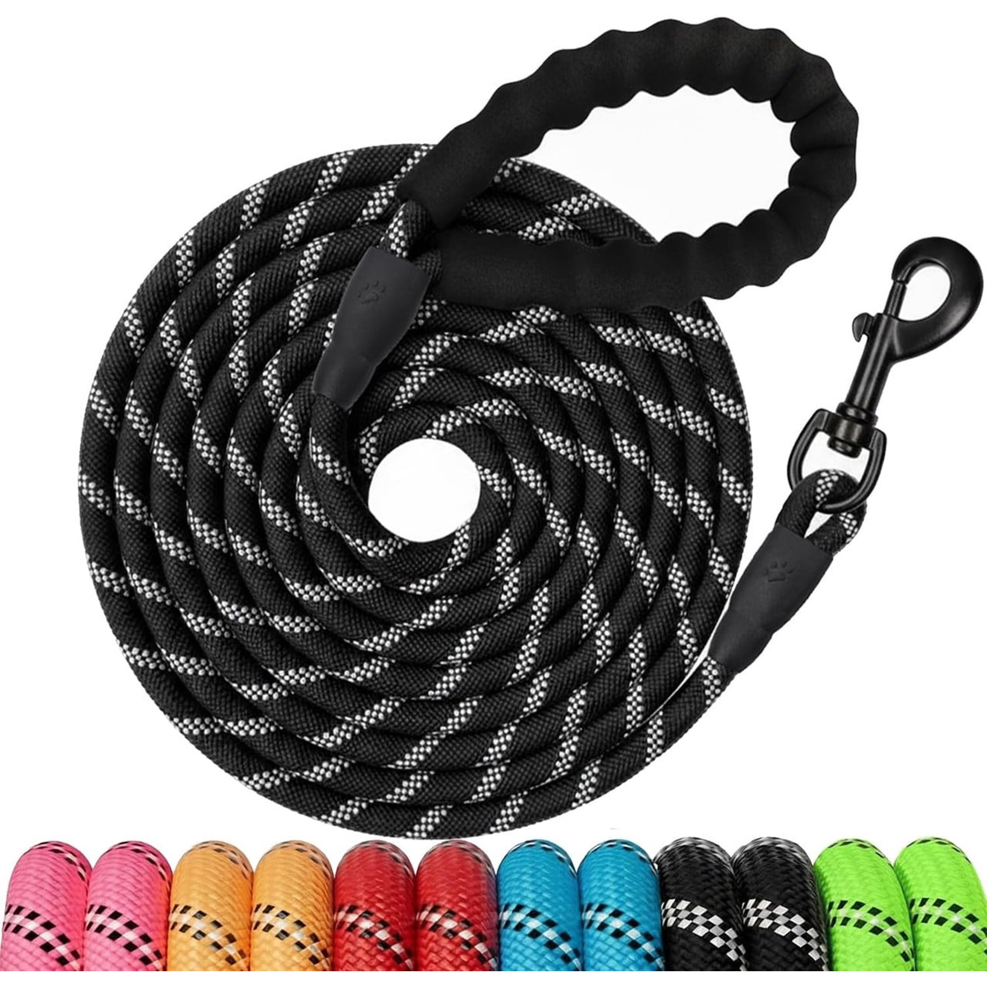 AMAGOOD Long Dog Leashes for Large and Medium Dogs,Heavy Duty Dog Lead, Durable Rope line ,Lightweight Design for Training,and Outdoor Activities,Tie Out,Walking,Black,30Ft(9M),3/8 inch