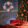 thumbnail image 5 of 13.77 Inch Christmas Wreath with Pink Poinsettias & Berries - Festive Front Door Decor for Xmas Winter Holiday Season, 5 of 6