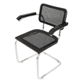 thumbnail image 6 of Breuer Chair Company Marcel Breuer B64 Cesca Cane Cantilever Armchair Arm Chair w/ Chrome Steel Frame Black Wood & Black Cane (Made in Italy) by Furnish Theory, 6 of 17