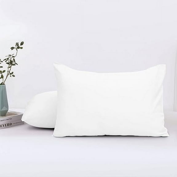 DIPASONA 100% Egyptian Cotton 2PCs Pillowcase Solid White
