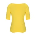 thumbnail image 6 of Sevevn Women's Casual Solid Color Short-Sleeved Crew-Neck Top Yellow XXXL Summer Clearance, 6 of 7