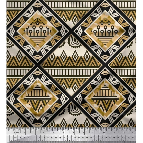 Soimoi Rayon Fabric Argyle Geometric Print Sewing Fabric Yard 42 Inch Wide