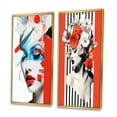 thumbnail image 3 of Designart "Avant Garde Red and Blue Portrait" Fashion Woman Framed Wall Art Set Of 2 - Glam Blue Frame Gallery Set For Office Decor, 3 of 6