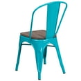 thumbnail image 4 of Flash Furniture Tenley Crystal Teal-Blue Metal Stackable Chair with Wood Seat, 4 of 7