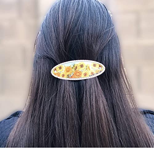 Vincent Van Gogh Sun Flower Hair Clips Women Copper Flower Hair Jewelry Handmade (Sunflower)
